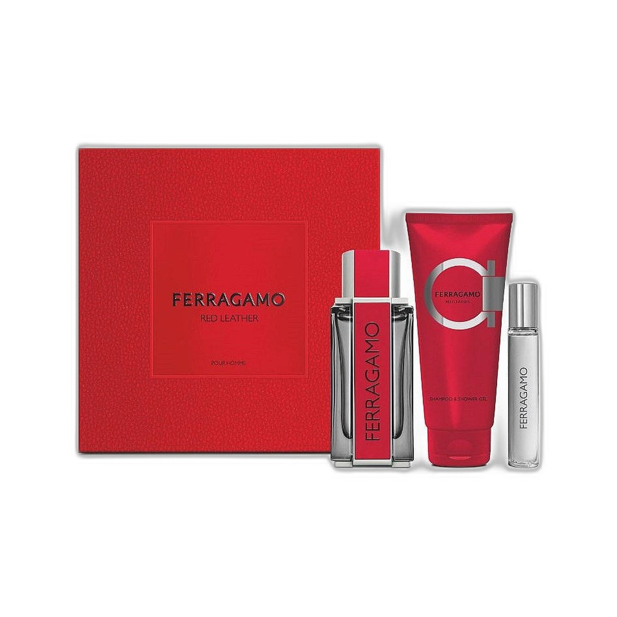 FERRAGAMO RED LEATHER EDP 100ML +100ML SHOWER GEL +15ML PEN SPRAY